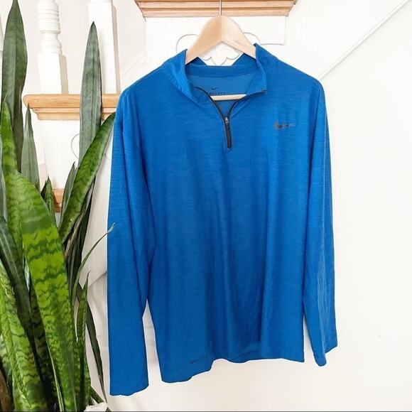 Nike Dri-Fit Blue 1/4 Zip Long Sleeve Pullover - Picture 1 of 5
